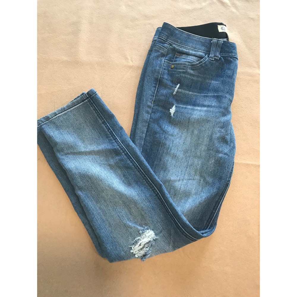 Democracy Ab Solution Straight Leg Distressed Jeans Blue Size 10